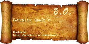 Behalik Omár névjegykártya